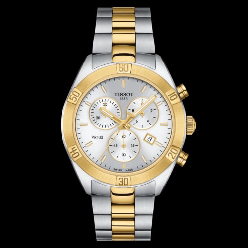 Tissot PR 100 Sport Chic Chronograph 38 Stainless Steel - Yellow Gold / Silver / Bracelet