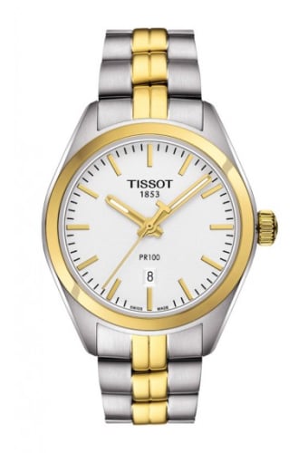 Tissot PR 100 Quartz 33 Stainless Steel / Yellow Gold PVD / Silver / Bracelet