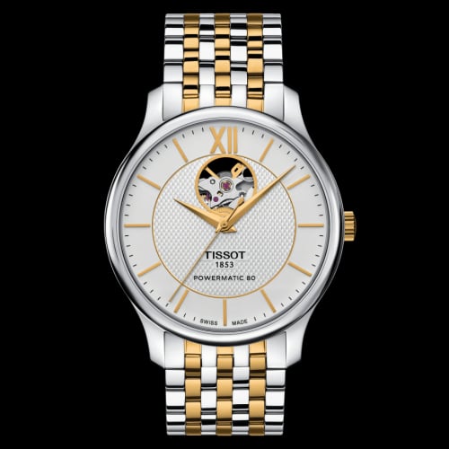 Tissot Tradition Powermatic 80 Open Heart 40 Stainless Steel - Yellow Gold / Silver / Bracelet