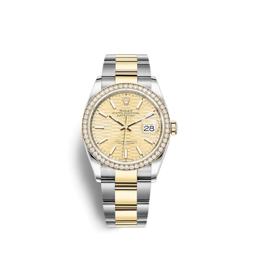 Rolex Datejust 36 Stainless Steel / Yellow Gold / Diamond / Champagne - Fluted / Oyser