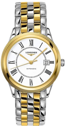 Longines Flagship 38.5 Stainless Steel / Yellow Gold / White-Roman / Bracelet