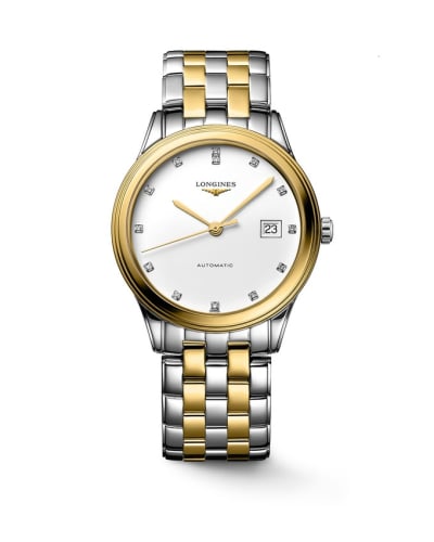 Longines Flagship 38.5 Automatic Stainless Steel - Yellow Gold / White - Diamond / Bracelet
