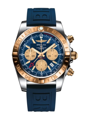 Breitling Chronomat 44 GMT Stainless Steel / Rose Gold / Metallica Blue / Rubber