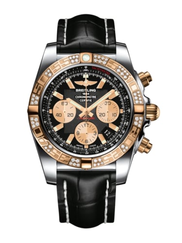 Breitling Chronomat 44 Stainless Steel / Rose Gold / Diamond / Onyx Black / Croco
