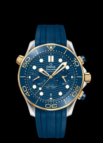 Omega Seamaster Diver 300M Master Co-Axial 44 Chronograph Stainless Steel / Yellow Gold / Blue / Rubber