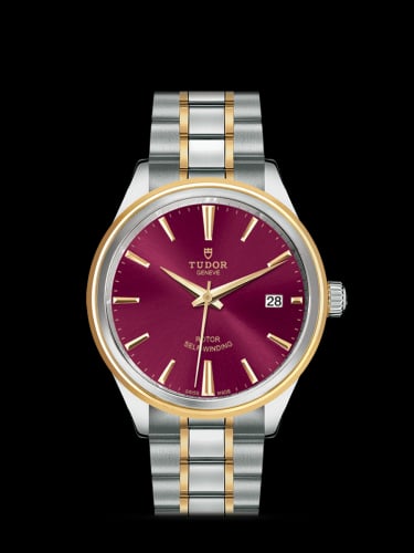 Tudor Style 38 Stainless Steel / Yellow Gold / Burgundy / Bracelet
