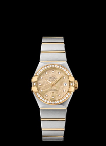 Omega Constellation Co-Axial 27 Brushed Stainless Steel / Yellow Gold / Diamond Bezel / Champagne MOP