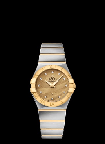 Omega Constellation Quartz 27 Brushed Stainless Steel / Yellow Gold / Champagne Feather