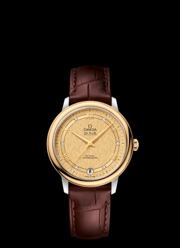 Omega De Ville Prestige Co-Axial 32.7 Stainless Steel / Yellow Gold / Vintage Champagne Silk