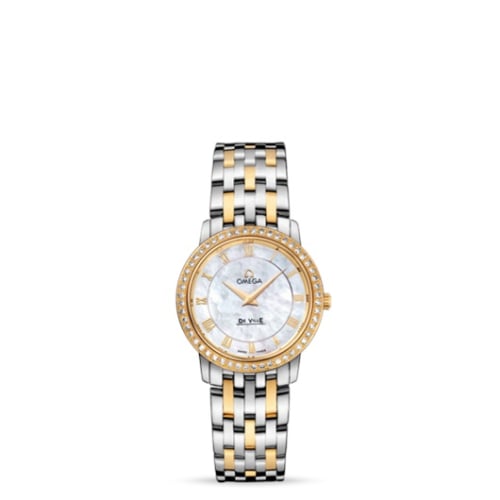 Omega De Ville Prestige Quartz 27 Stainless Steel / Yellow Gold / Diamond / Bracelet