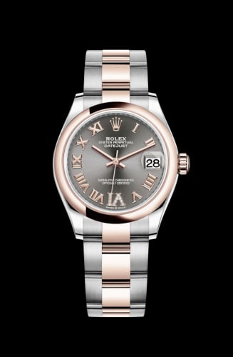 Rolex Datejust 31 Stainless Steel/ Rose Gold / Domed / Grey - Roman / Oyster