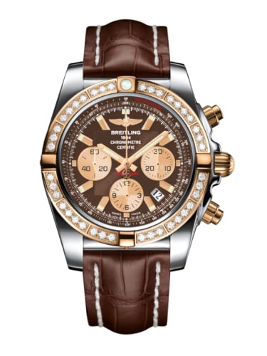 Breitling Chronomat 44 Stainless Steel / Rose Gold / Diamond / Metallica Brown / Croco