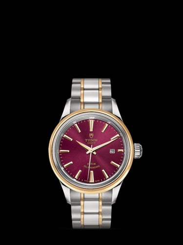 Tudor Style 28 Stainless Steel / Yellow Gold / Burgundy / Bracelet