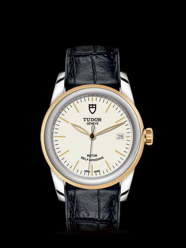 Tudor Glamour Date 36 Stainless Steel / Yellow Gold / Opaline / Strap