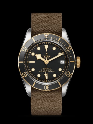 Tudor Heritage Black Bay Black S&amp;G / Stainless Steel / Yellow Gold / Black / Fabric