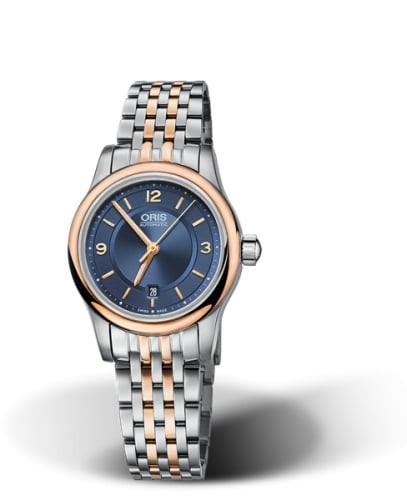 Oris Classic Date Lady 28.5 Stainless Steel - Rose Gold / Blue / Bracelet