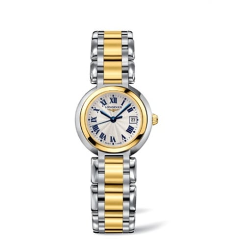 Longines PrimaLuna Quartz 26.5 Stainless Steel / Yellow Gold / Silver - Roman / Bracelet