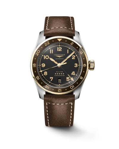 Longines Spirit Zulu Time 39 Stainless Steel - Yellow Gold / Anthracite / Strap