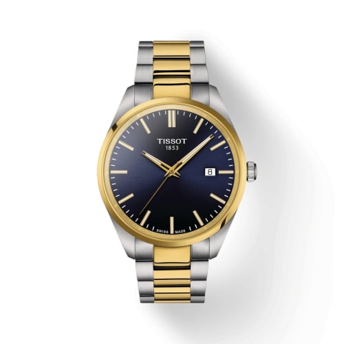 Tissot PR 100 Quartz 40 Stainless Steel - Yellow Gold / Blue / Bracelet