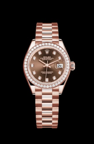 Rolex Lady-Datejust 28 Everose Diamond / President / Chocolate Diamond