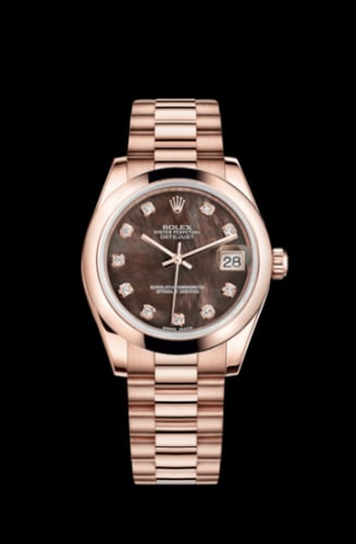 Rolex Datejust 31 Everose Domed / President / Black MOP
