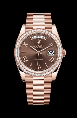 Rolex Day-Date 40 Everose - Diamond / Chocolate - Roman