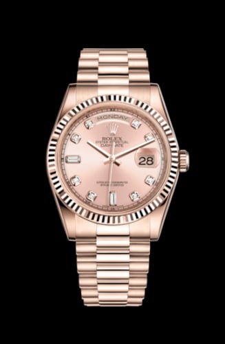 Rolex Day-Date 36 Everose Fluted / President / Pink Diamonds