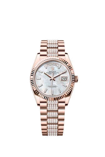 Rolex Day-Date 36 Everose Gold - Fluted / MOP - Baguette / President - Diamond