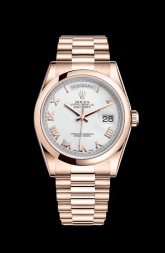 Rolex Day-Date 36 Everose Domed / President / White Roman