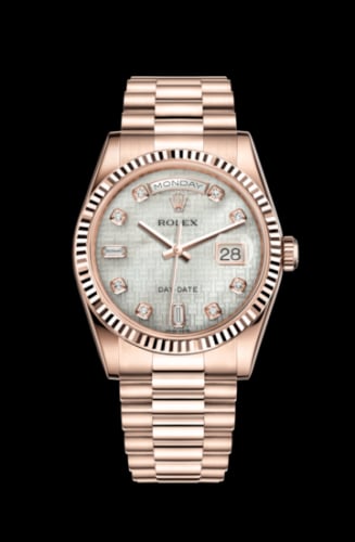 Rolex Day-Date 36 Everose Fluted / President / Oxford MOP