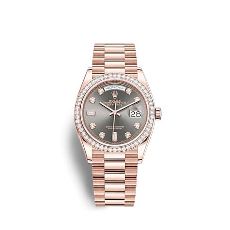Rolex Day-Date 36 Everose Gold - Diamond / Slate - Diamond / President