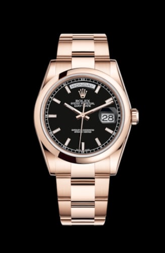 Rolex Day-Date 36 Everose Domed / Oyster / Black