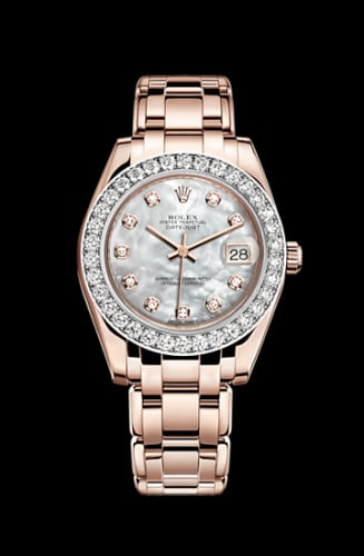 Rolex Datejust Pearlmaster 34 Everose Diamond Mother of Pearl Diamonds