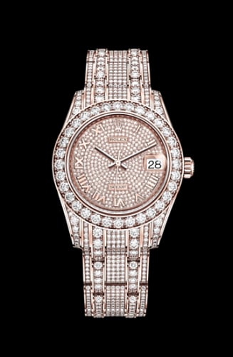 Rolex Datejust Pearlmaster 34 Everose Diamond / Paved Roman