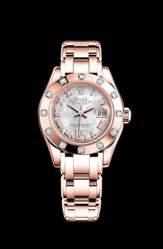 Rolex Datejust Pearlmaster 29 Everose 12 Diamond Mother of Pearl Roman