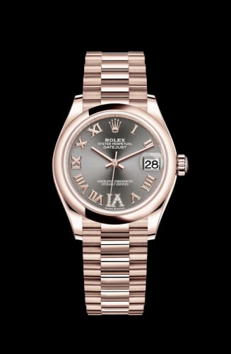 Rolex Datejust 31 Rose Gold / Domed / Grey - Roman / President