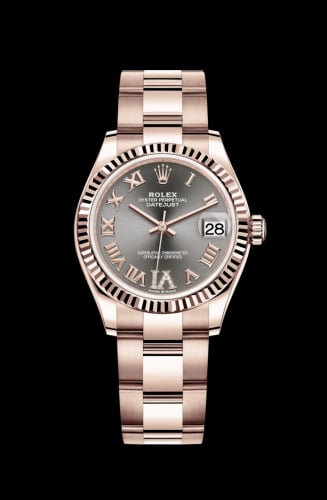 Rolex Datejust 31 Rose Gold / Fluted / Grey - Roman / Oyster