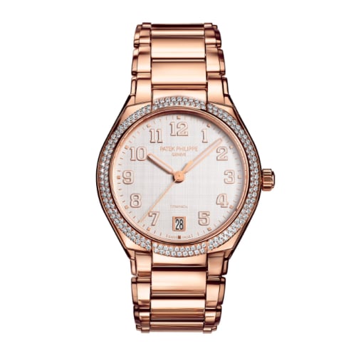 Patek Philippe Twenty-4 Automatic Tiffany Rose Gold / Diamond / Shantung Silk