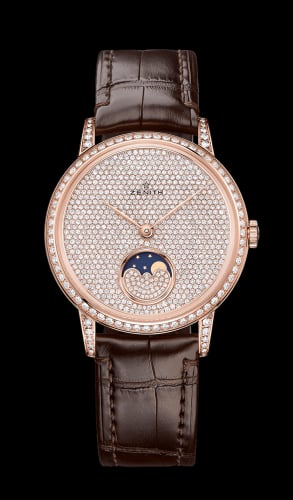 Zenith Elite Lady Moonphase Rose Gold / Diamond / Alligator