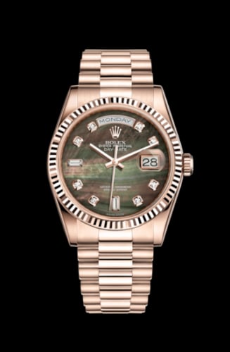 Rolex Day-Date 36 Everose Fluted / President / Tahitian MOP