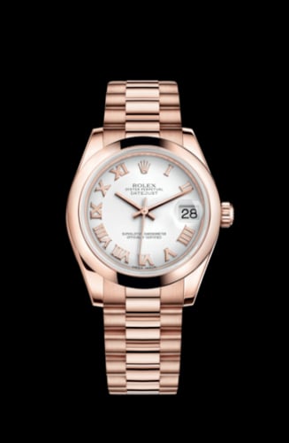Rolex Datejust 31 Everose Domed / President / White Roman