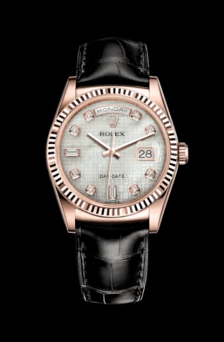 Rolex Day-Date 36 Everose Fluted / Strap / Oxford MOP