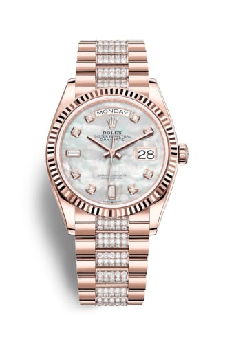 Rolex Day-Date 36 Everose Gold / Fluted / MOP-Diamond / President-Diamond