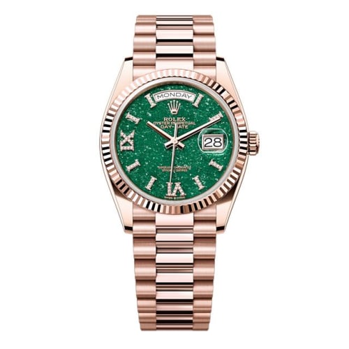 Rolex Day-Date 36 Everose Gold - Fluted / Green Aventurine / President