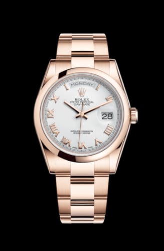 Rolex Day-Date 36 Everose Domed / Oyster / White Roman