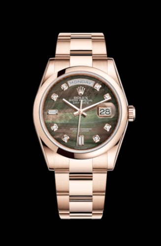 Rolex Day-Date 36 Everose Domed / Oyster / Black MOP