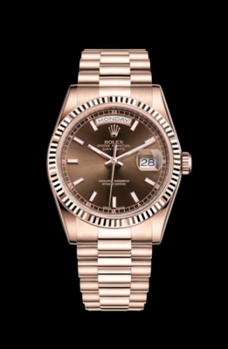 Rolex Day-Date 36 Everose Fluted / President / Chocolate
