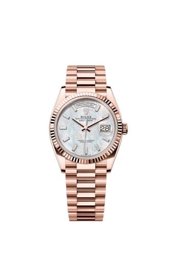 Rolex Day-Date 36 Everose Gold - Fluted / MOP - Baguette / President