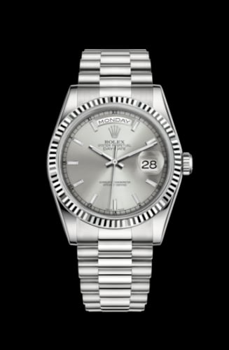 Rolex Day-Date 36 White Gold Fluted / President / Silver