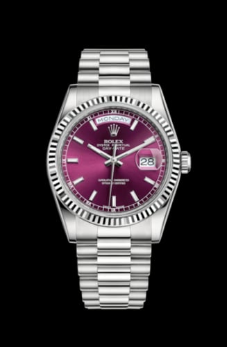 Rolex Day-Date 36 White Gold / President / Cherry